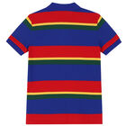 Boys Multi-Colored Striped Logo Polo Shirt, 1, hi-res