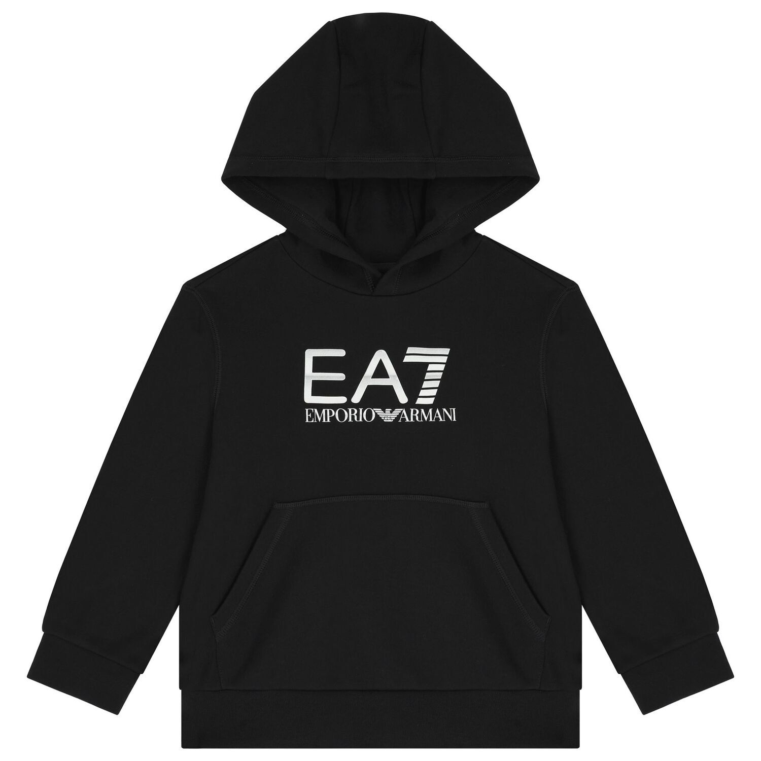 Boys Black Logo Hooded Top, 1, hi-res