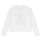 Boys White Teddy Bear Logo Long Sleeve Top, 1, hi-res