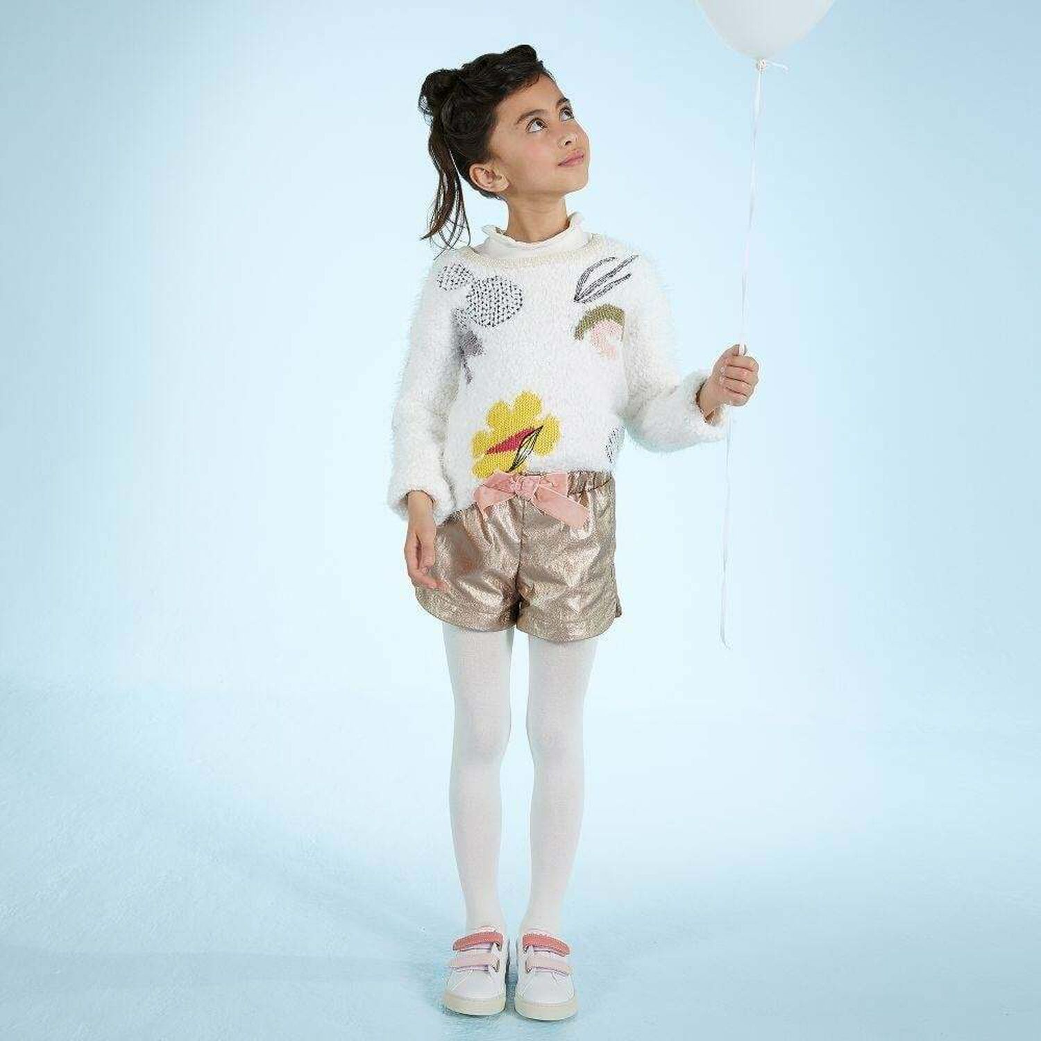 Girls Gold Metallic Shorts, 1, hi-res