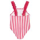 Younger Girls Red Striped Swimsuit, 2, hi-res