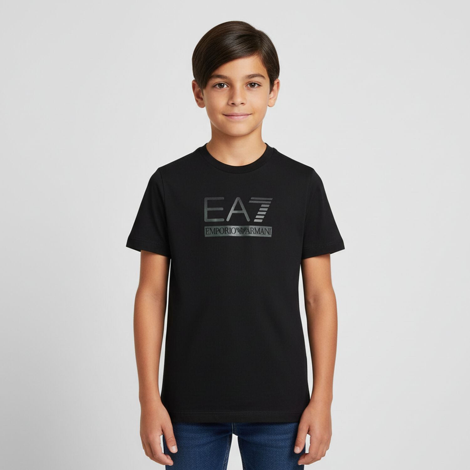 Boys Black Logo T-Shirt, 6, hi-res