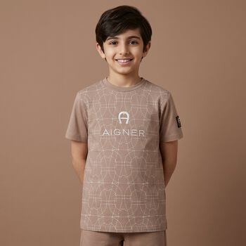 Boys Beige Logo T-Shirt