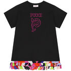 Girls Black Logo Dress, 2, hi-res