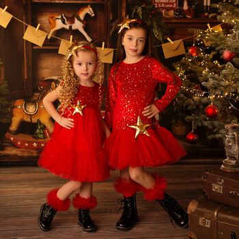Girls Red Star Dress