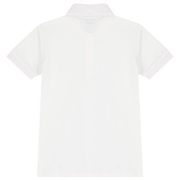 Boys White Teddy Bear Polo Shirt