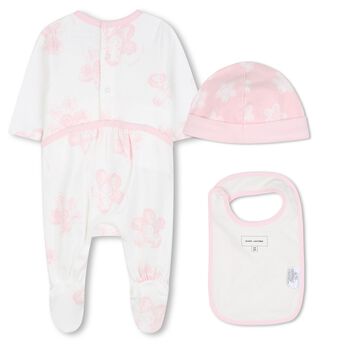 Baby Girls White & Pink Floral Babygrow Gift Set