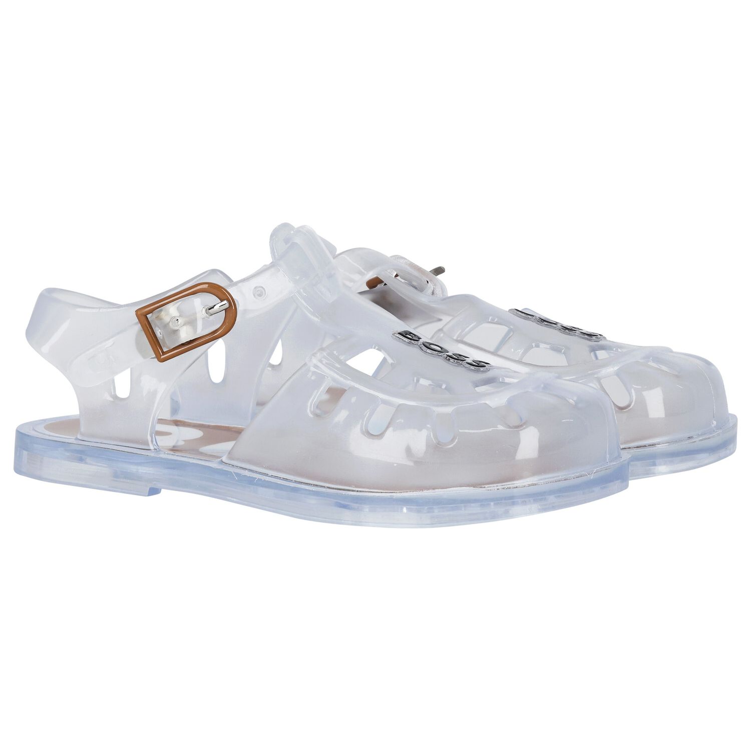 Girls Transparent Logo Jelly Sandals, 1, hi-res image number null