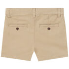 Younger Boys Beige Cotton Twill Shorts, 2, hi-res