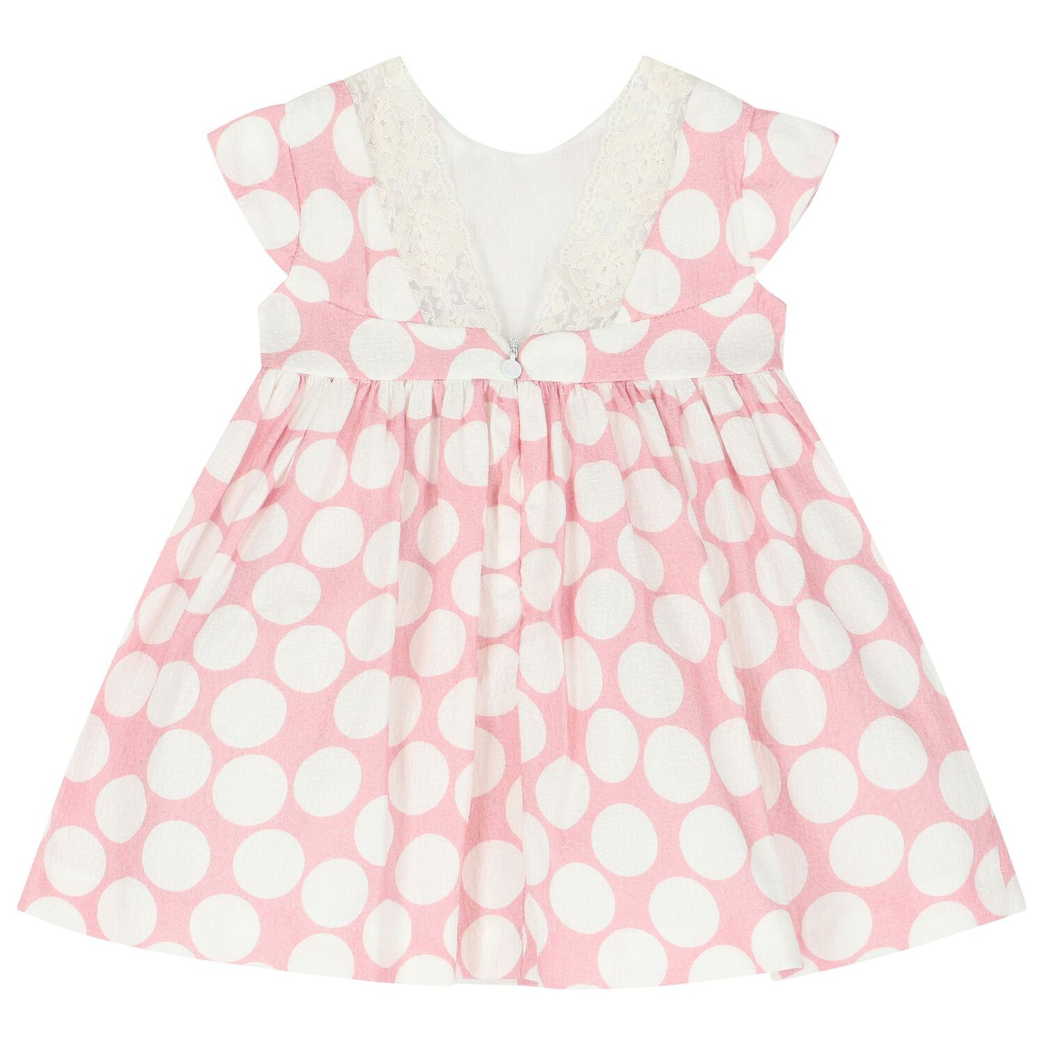 Younger Girls Pink Polka Dot Dress, 1, hi-res image number null