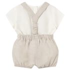 Baby Boys Ivory & Beige Shorts Set , 2, hi-res