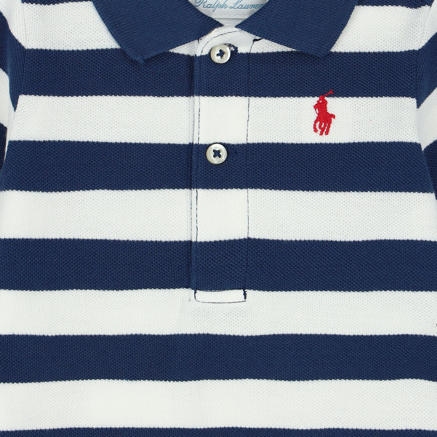 Baby Boys Navy & White Striped Logo Romper, 1, hi-res