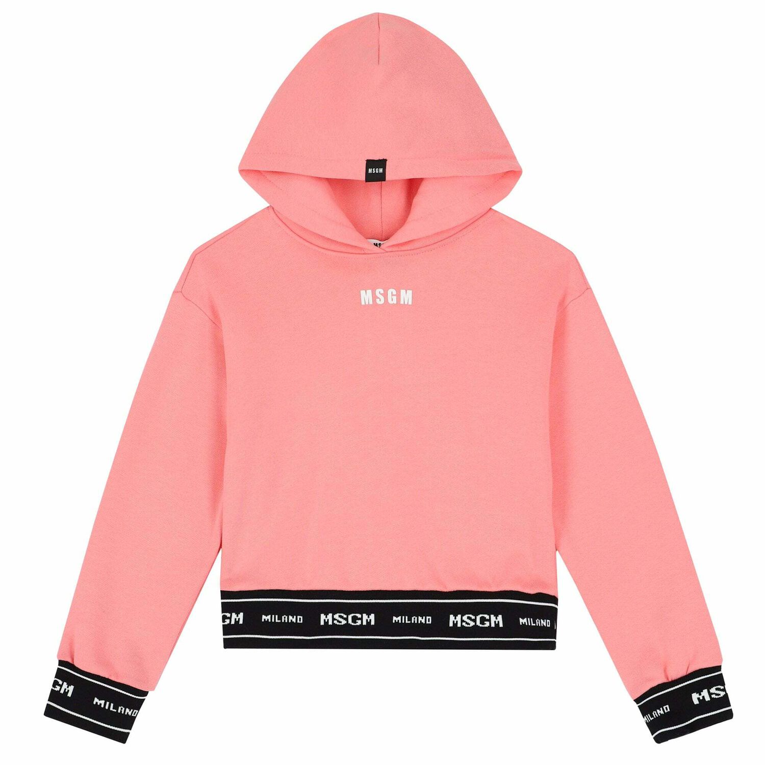 Girls Pink Logo Hooded Top, 1, hi-res