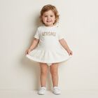 Baby Girls Ivory Logo Dress, 1, hi-res