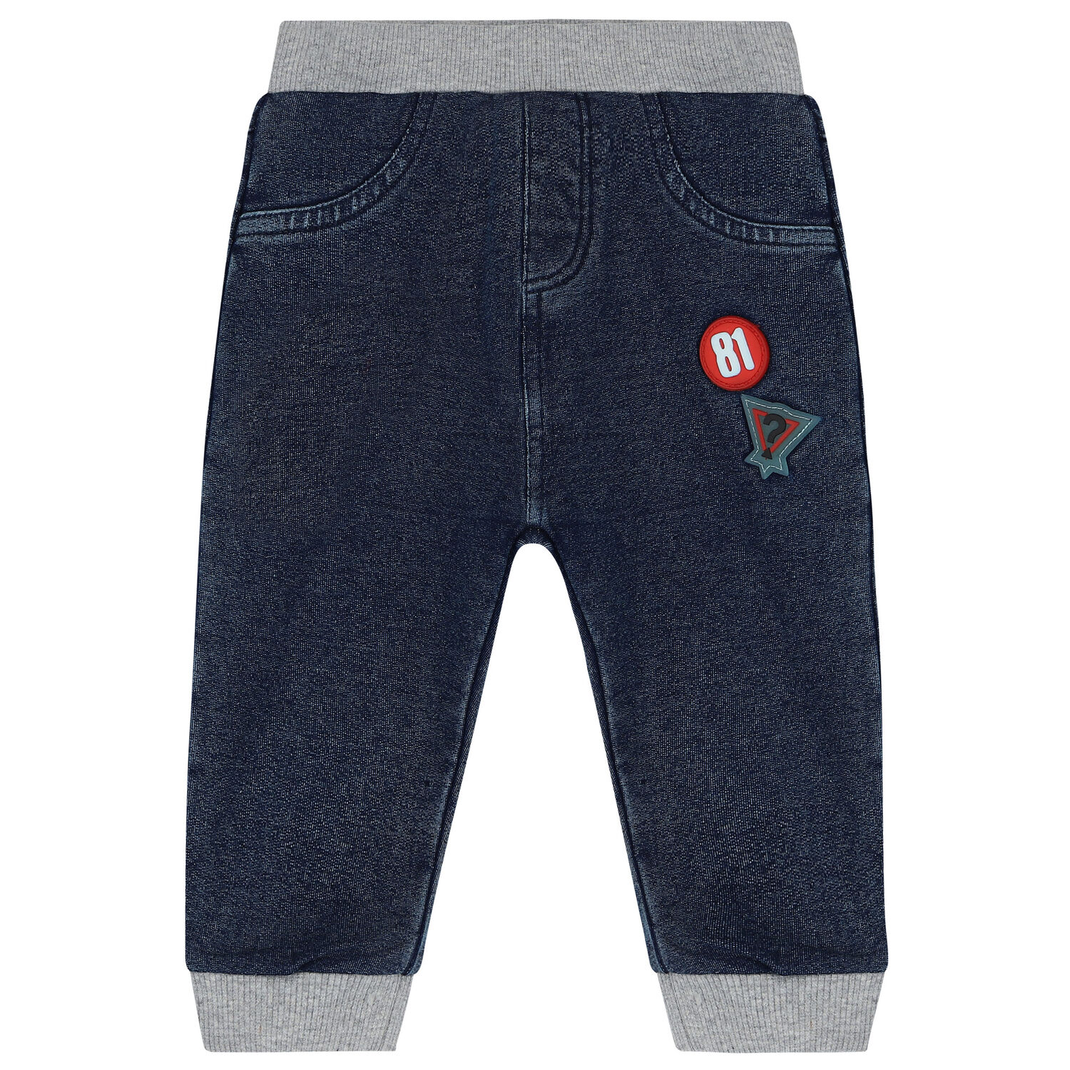 Baby Boys White & Blue Trousers Set, 1, hi-res