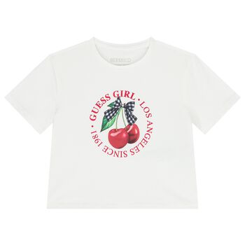 Girls White Cherry Logo T-Shirt