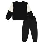 Boys Black & Ivory Logo Tracksuit, 1, hi-res