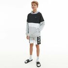 Boys Grey & Black Logo Hooded Top, 1, hi-res