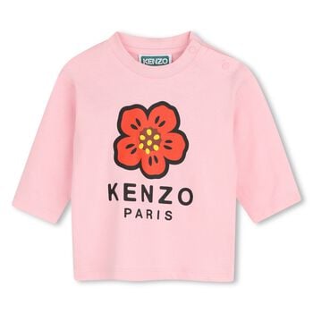 Younger Girls Pink Boke Flower Long Sleeve Top 