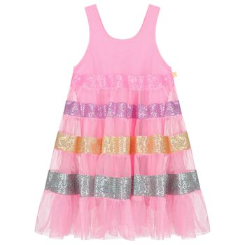 Girls Pink Tulle Sequin Dress