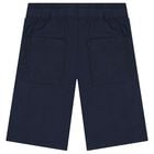 Boys Navy Blue Logo Shorts, 1, hi-res