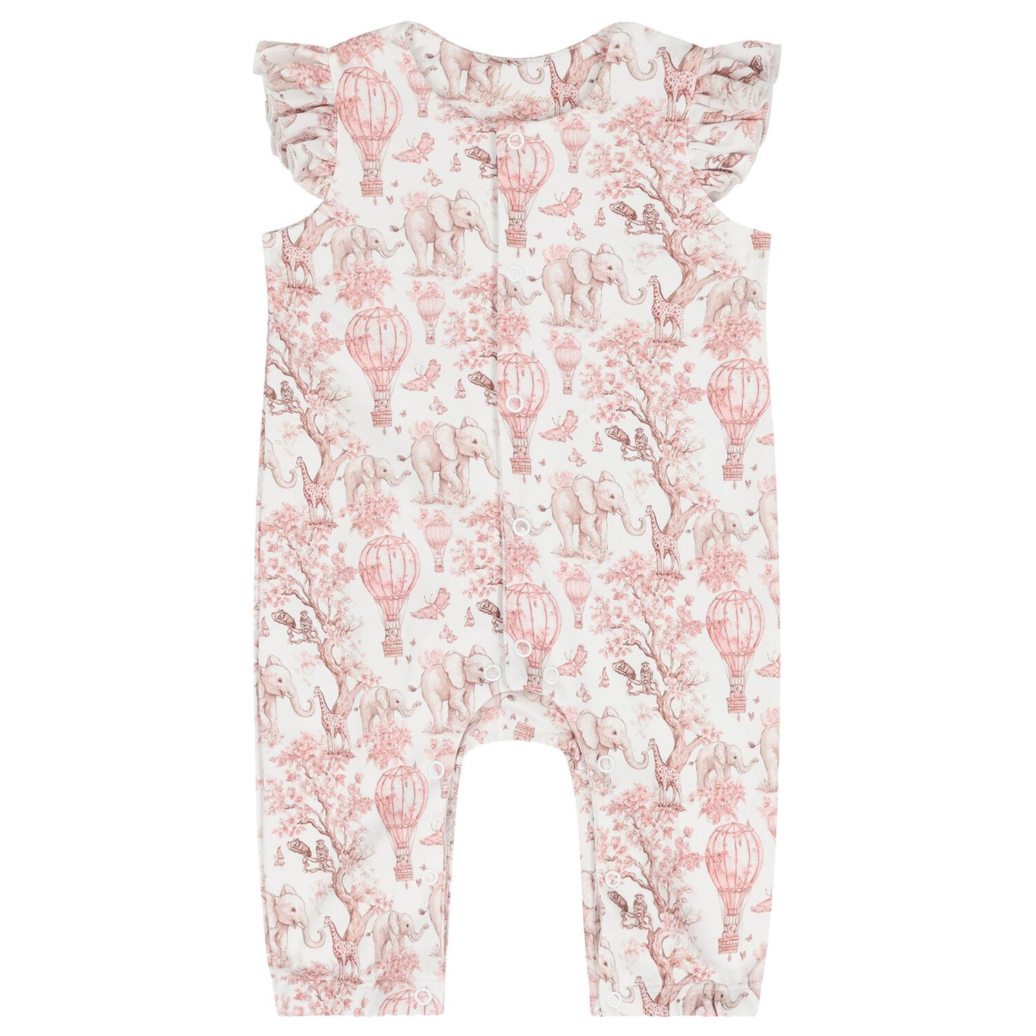 Baby Girls White & Pink Africa Romper & Headband Set  , 1, hi-res