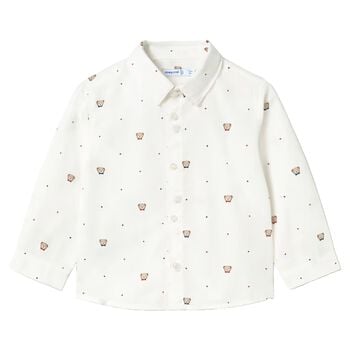 Younger Boys White Teddy Bear Shirt