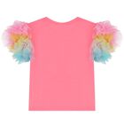 Girls Pink Logo Ruffled Top, 1, hi-res