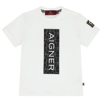 Younger Boys White Logo T-Shirt