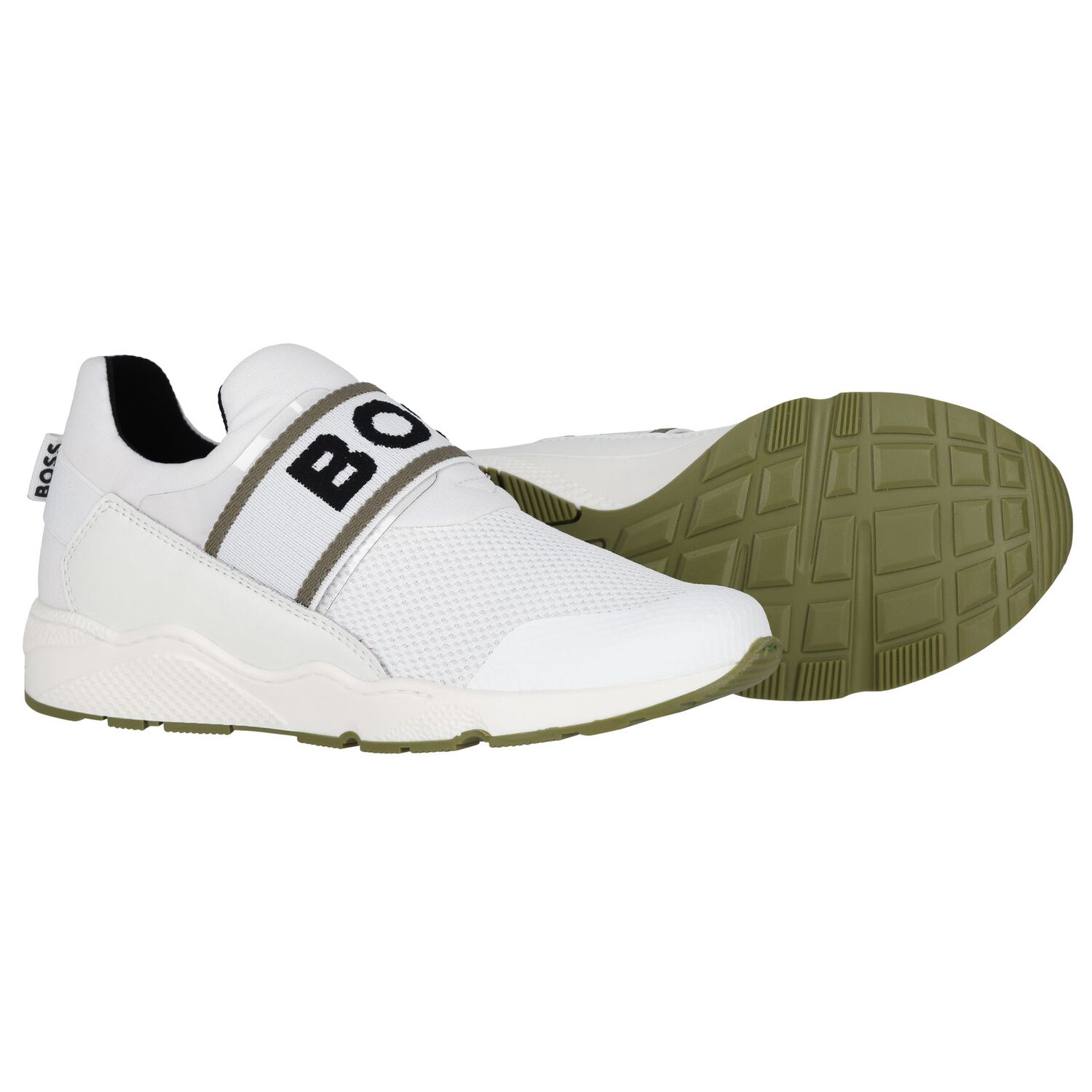 Boys White Logo Trainers, 2, hi-res