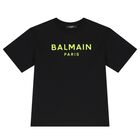 Boys Black & Neon Yellow Logo T-Shirt, 2, hi-res