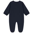 Baby Boys Navy Blue & Gold Logo Babygrow , 3, hi-res