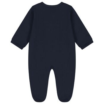 Baby Boys Navy Blue & Gold Logo Babygrow 