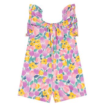 Younger Girls Purple & Yellow Floral Jumpsuit