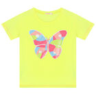 Girls Yellow Sequin Butterfly T-Shirt, 2, hi-res