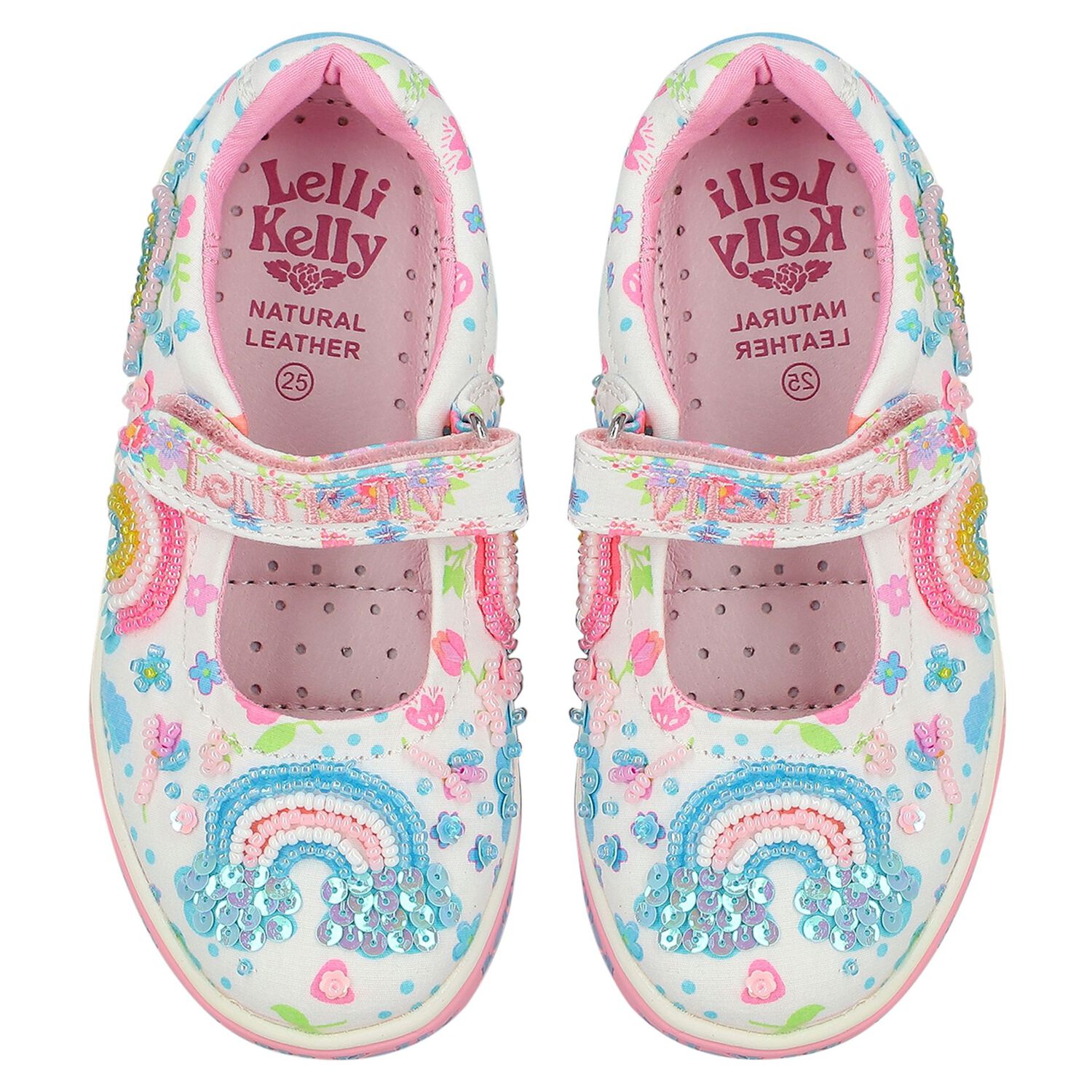 Girls Ivory & Pink Logo Shoes, 1, hi-res
