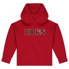 Girls Red Logo Hooded Top, 1, hi-res