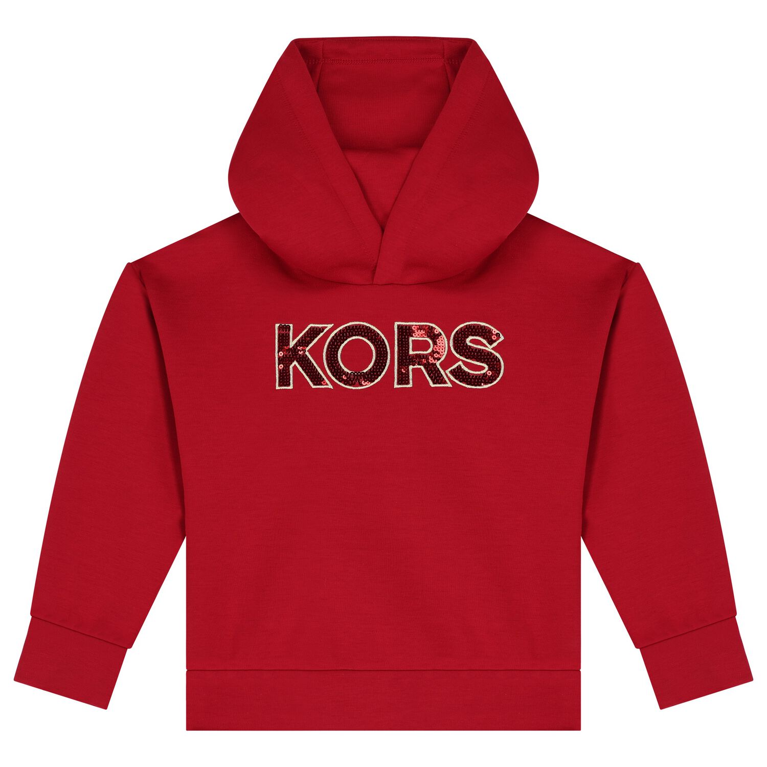 Girls Red Logo Hooded Top, 1, hi-res