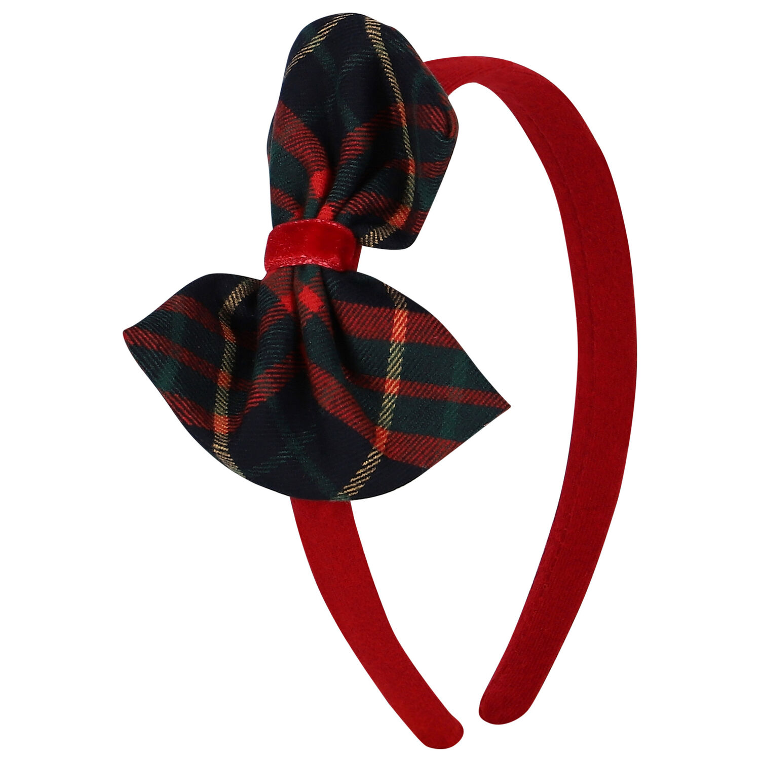 Girls Navy Blue, Green & Red Tartan Headband, 1, hi-res