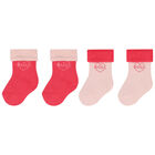 Baby Girls Pink Logo Socks (2 Pack), 1, hi-res