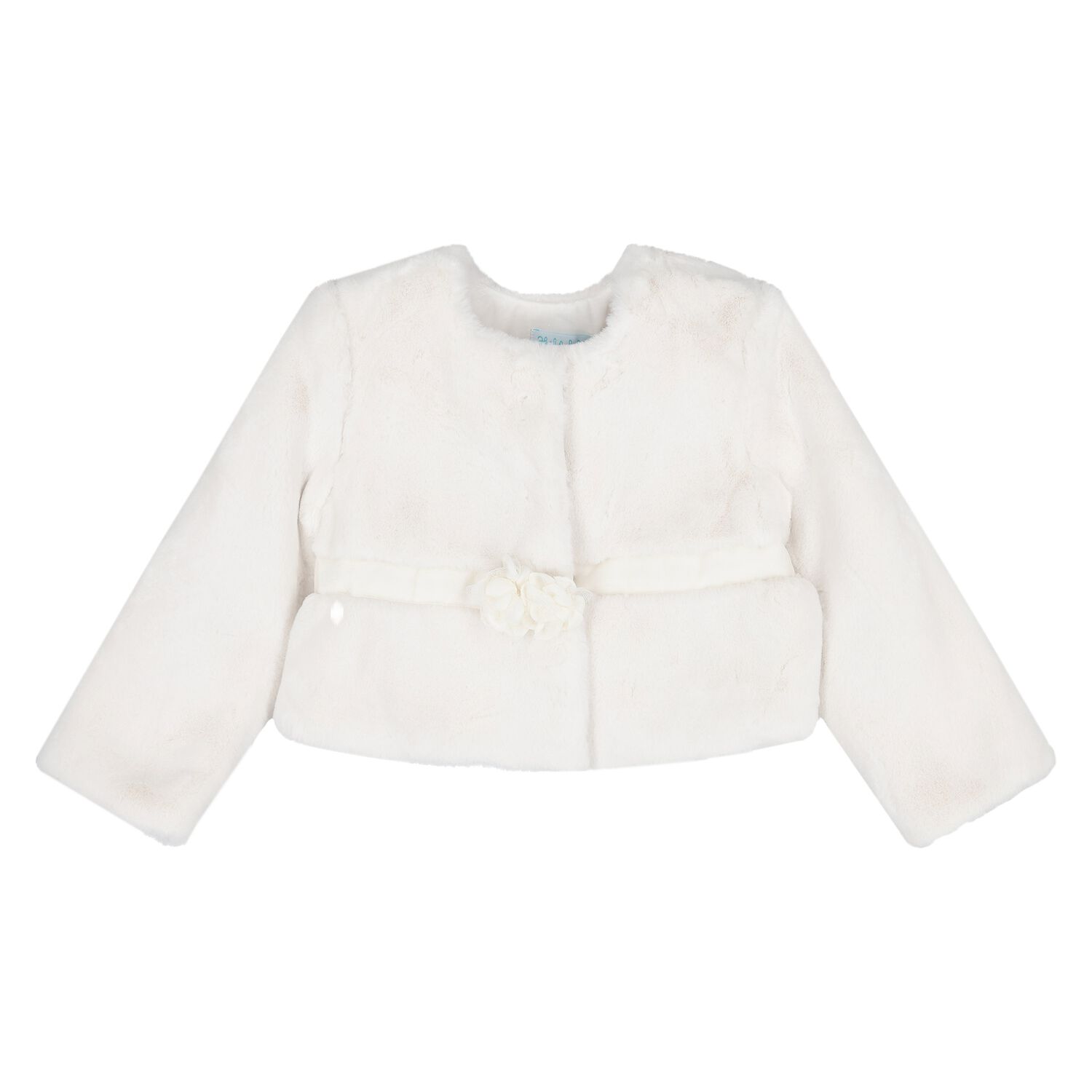 Younger Girls White Fur Coat, 1, hi-res