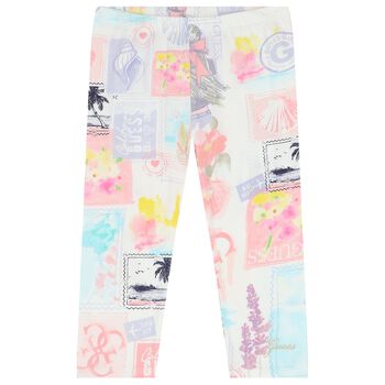 Girls Pink Abstract Leggings