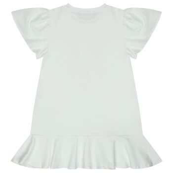 Girls Ivory & Pink Bag Logo Dress
