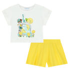 Girls Ivory & Yellow Shorts Set, 2, hi-res