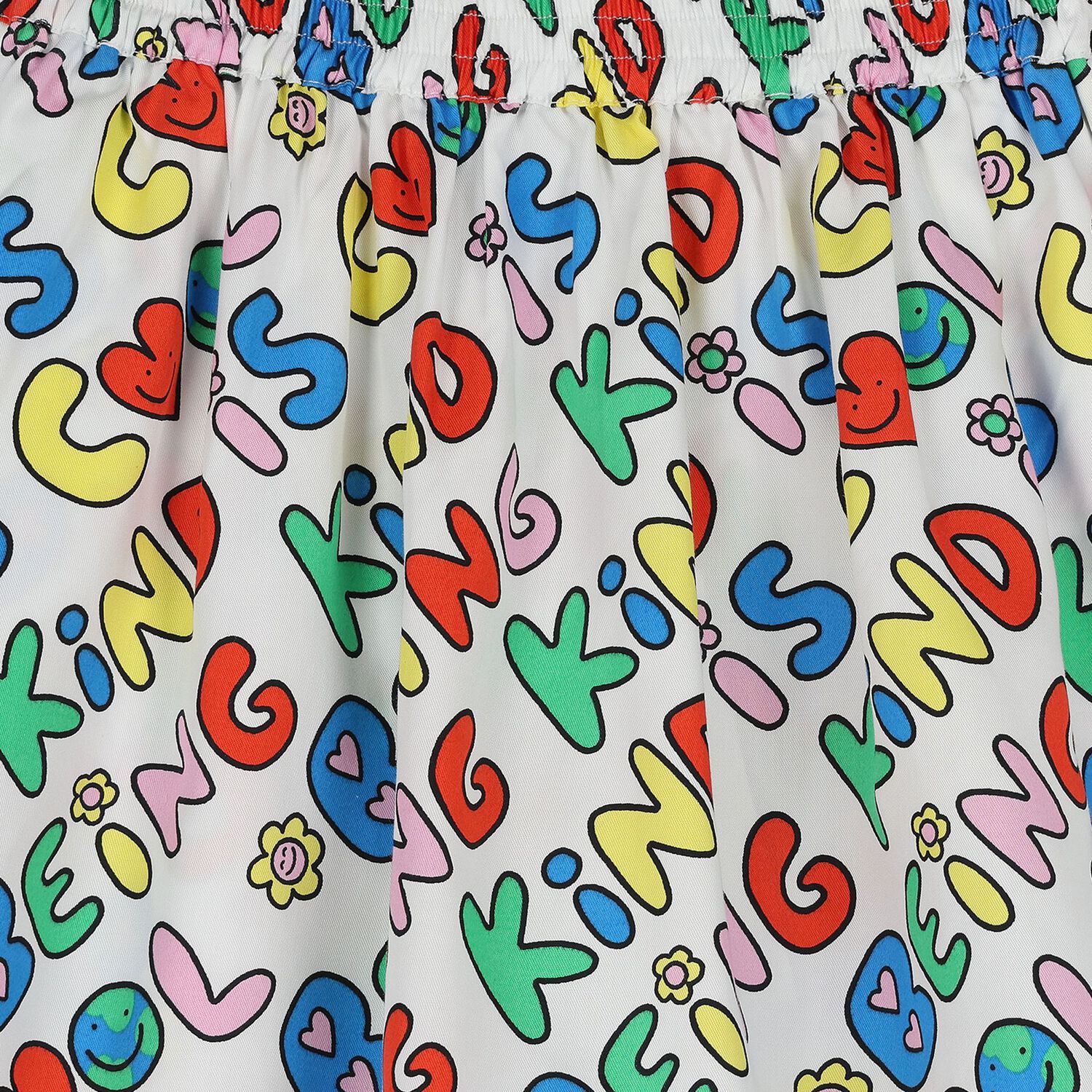 Girls White Slogan Skirt, 1, hi-res