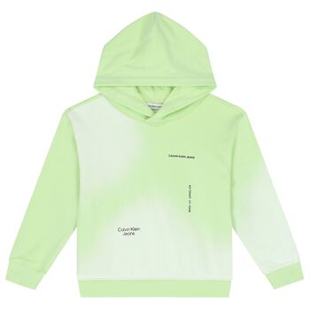 Boys Green Logo Hooded Top