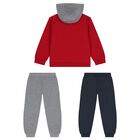Boys Red, Grey & Navy Blue Tracksuit Set (3 Piece), 3, hi-res