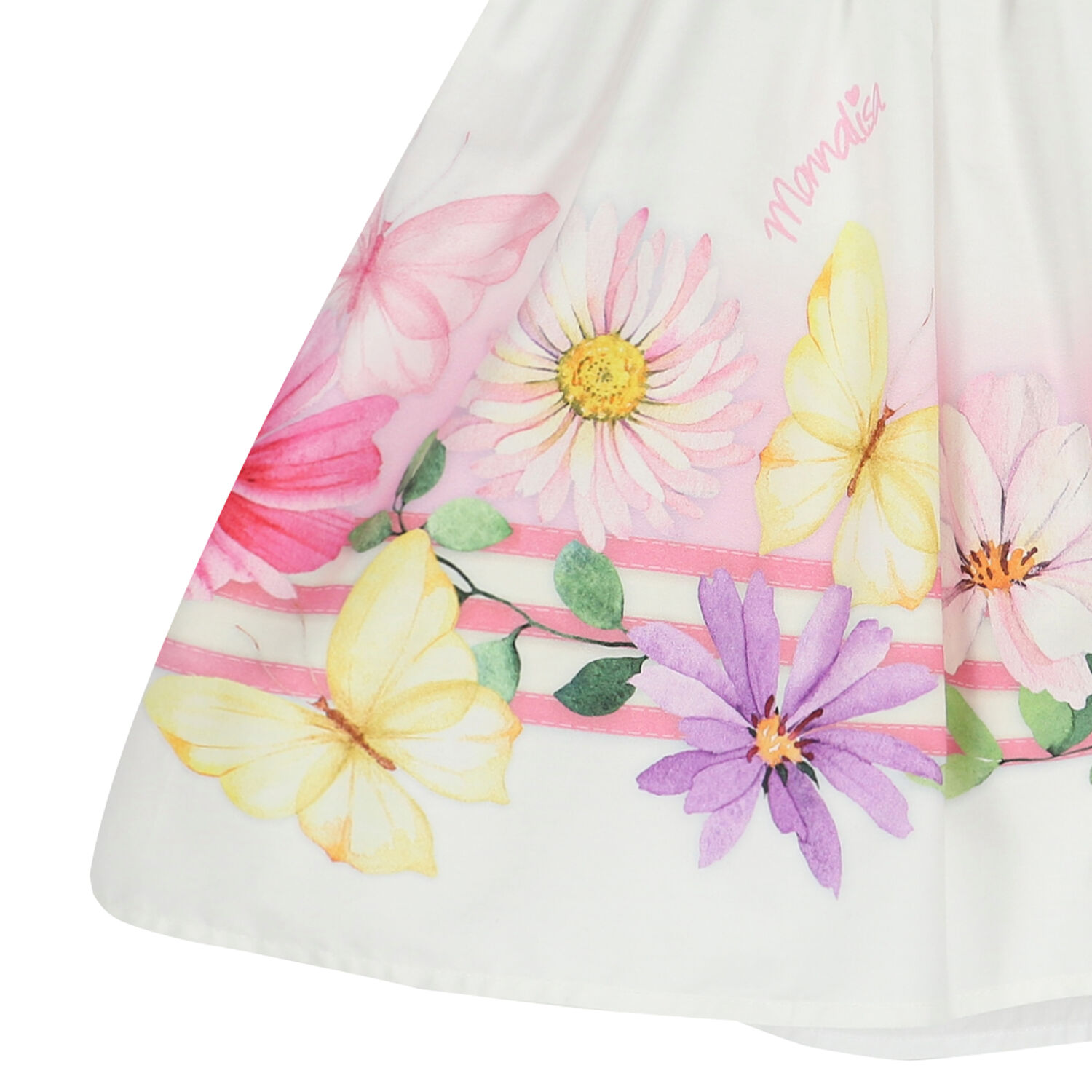 Girls White Floral Dress, 1, hi-res