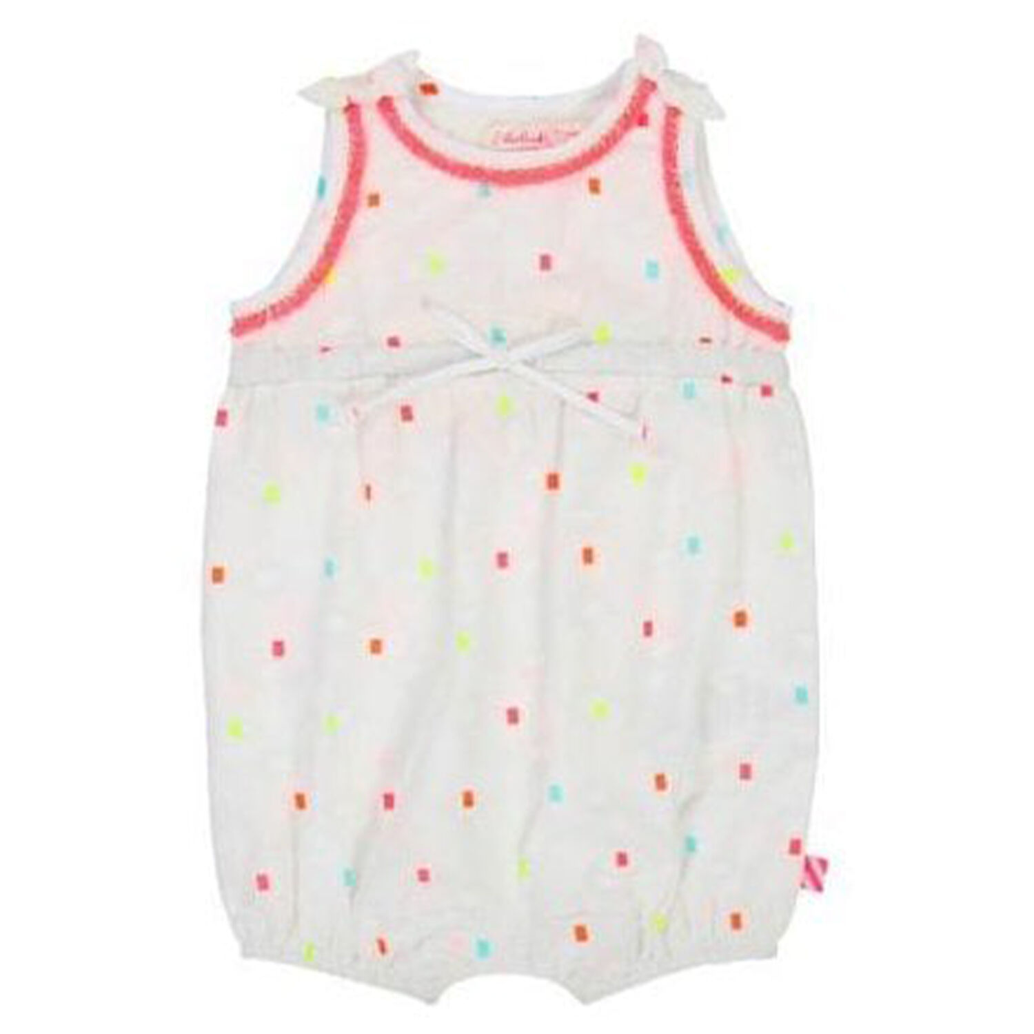 Baby Girls White Cotton Romper, 1, hi-res