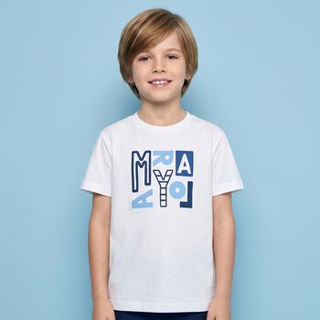 Younger Boys White Logo T-Shirt